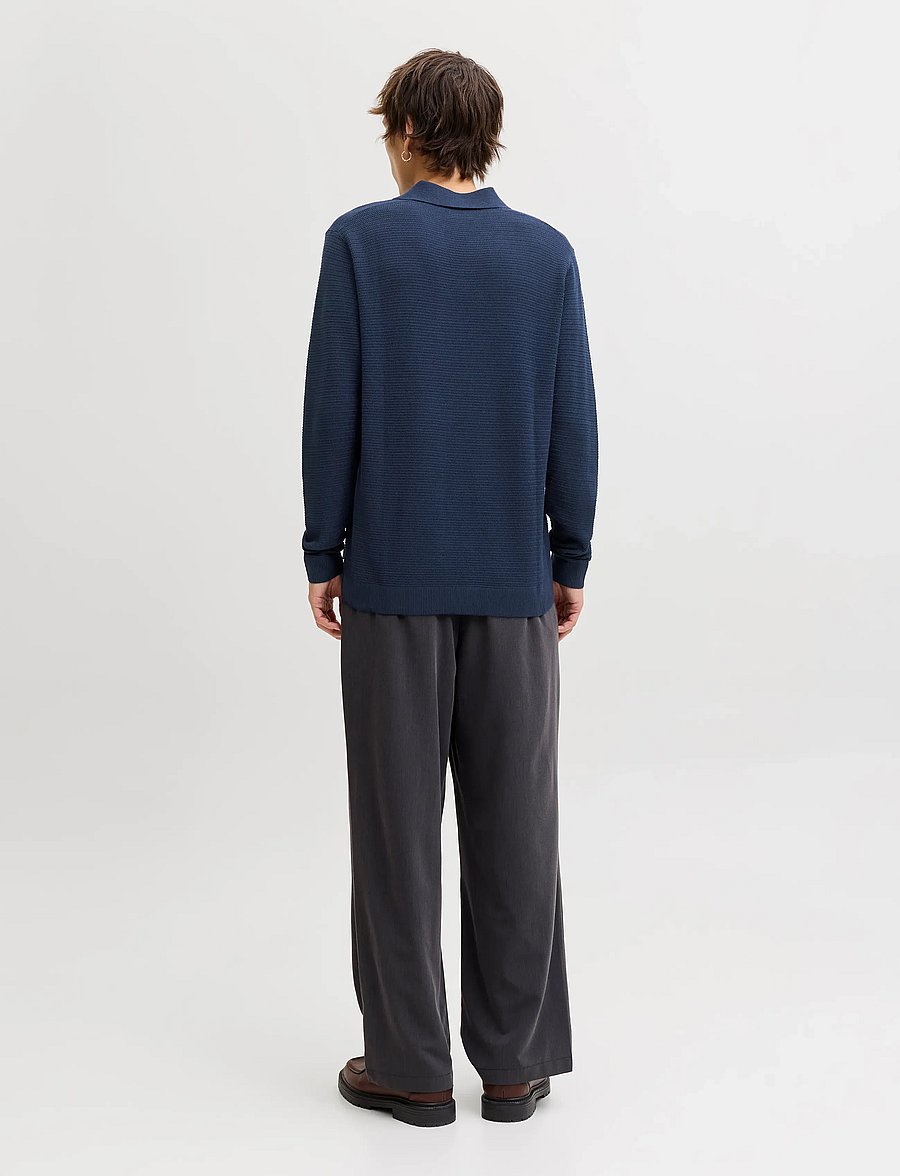 Jack & Jones - JPRBLURILEY KNIT SPLIT NECK LS SN - langärmelige gestrickte polohemden - sky captain - 2
