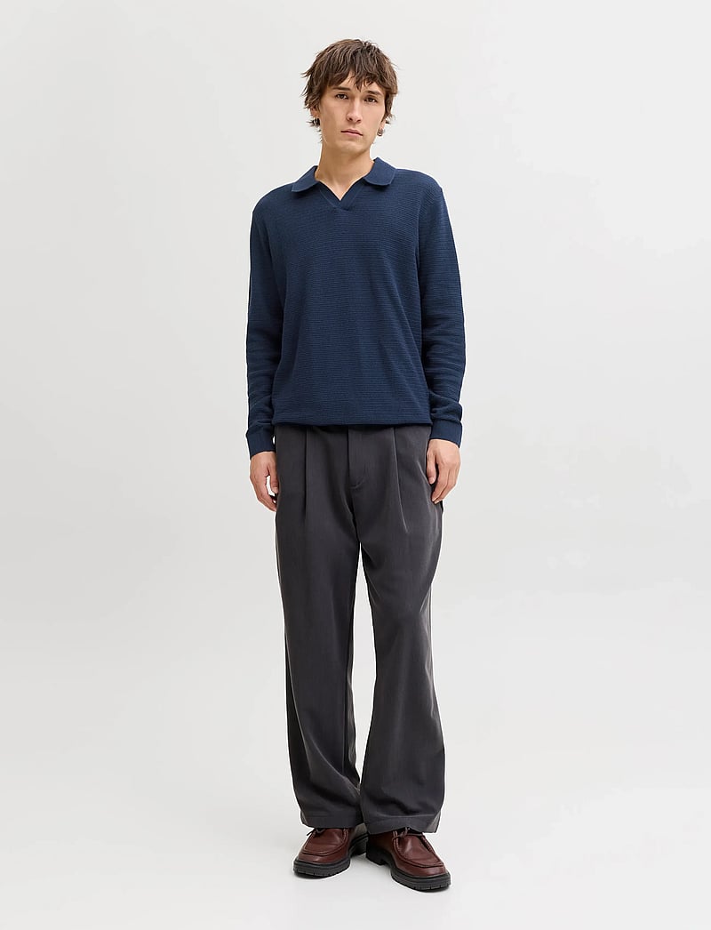 Jack & Jones - JPRBLURILEY KNIT SPLIT NECK LS SN - poloer i strik med lange ærmer - sky captain - 3