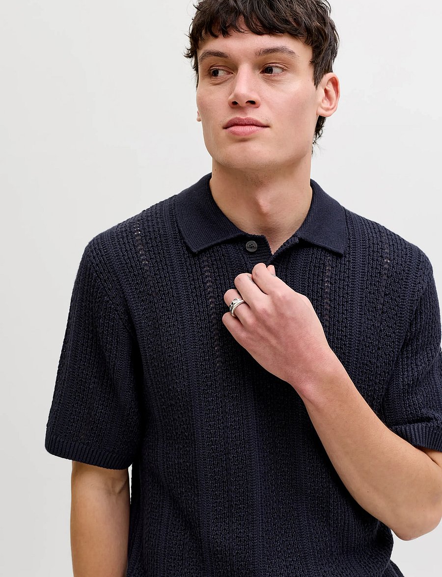 Jack & Jones - JPRBLAWINSTON KNIT POLO SS SN - kootud polosärgid - night sky - 5