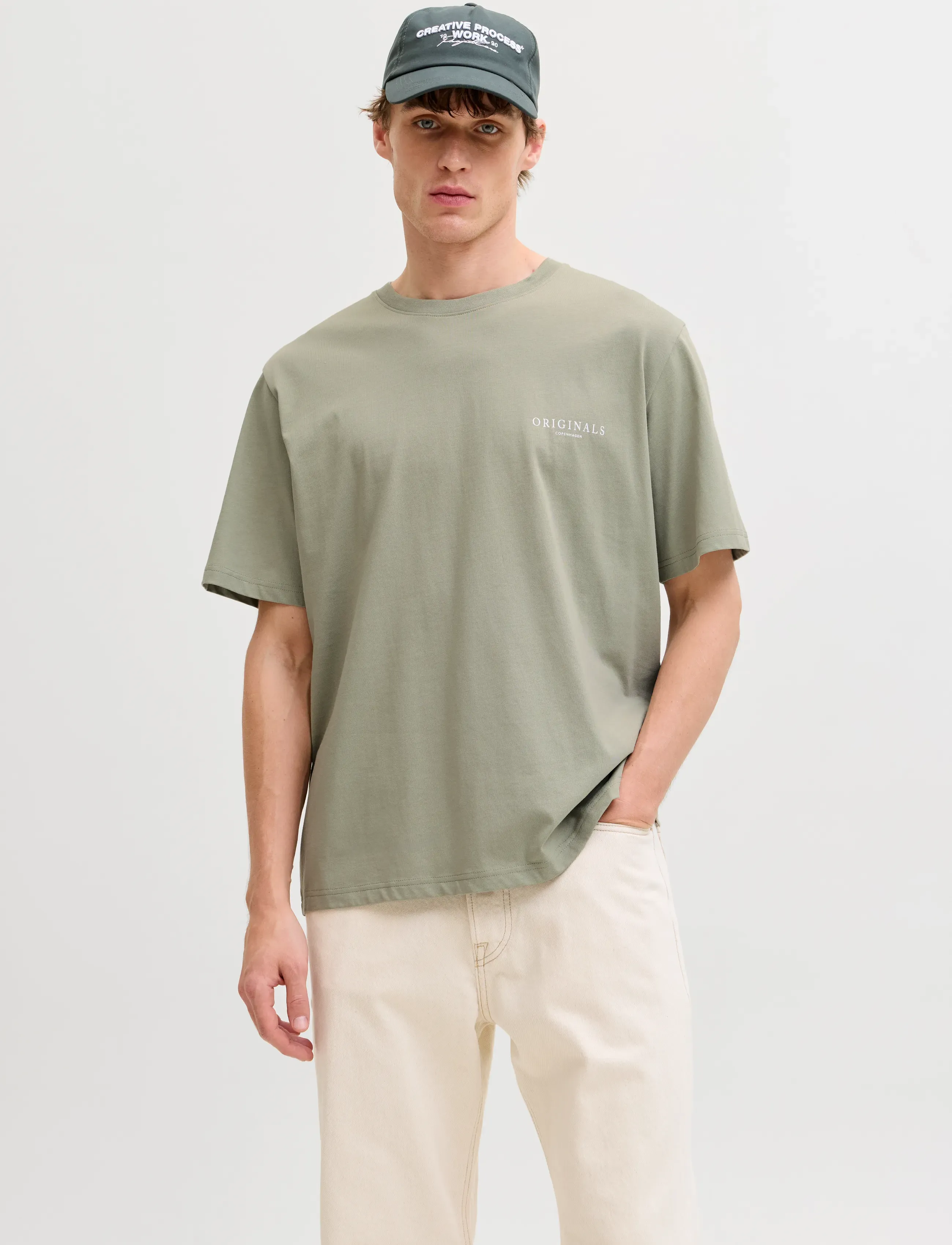 Jack & Jones JORMONTAUK AOP BACK TEE SS CREW NECK SN - T-shirts - SEAGRASS / khaki/green