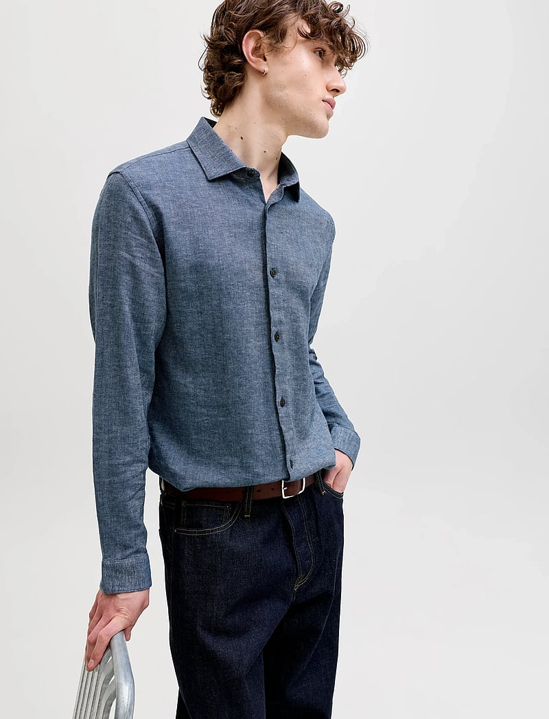 Jack & Jones - JPRBLAPARKER LINEN BLEND L/S SHIRT - linen shirts - faded denim - 5