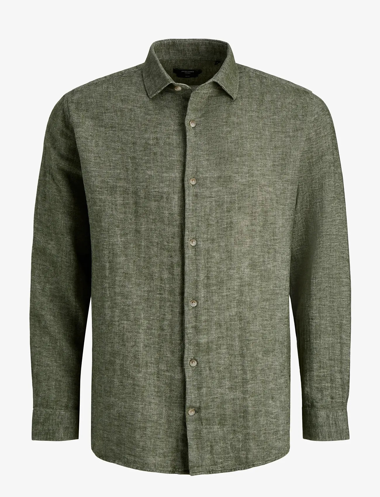 Jack & Jones - JPRBLAPARKER LINEN BLEND L/S SHIRT - hørskjorter - smokey olive - 1