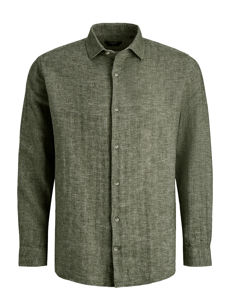 Jack & Jones - JPRBLAPARKER LINEN BLEND L/S SHIRT - hørskjorter - smokey olive - 1