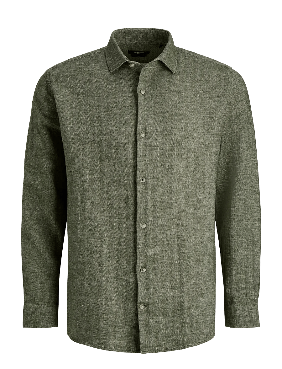 Jack & Jones - JPRBLAPARKER LINEN BLEND L/S SHIRT - linased särgid - smokey olive - 1