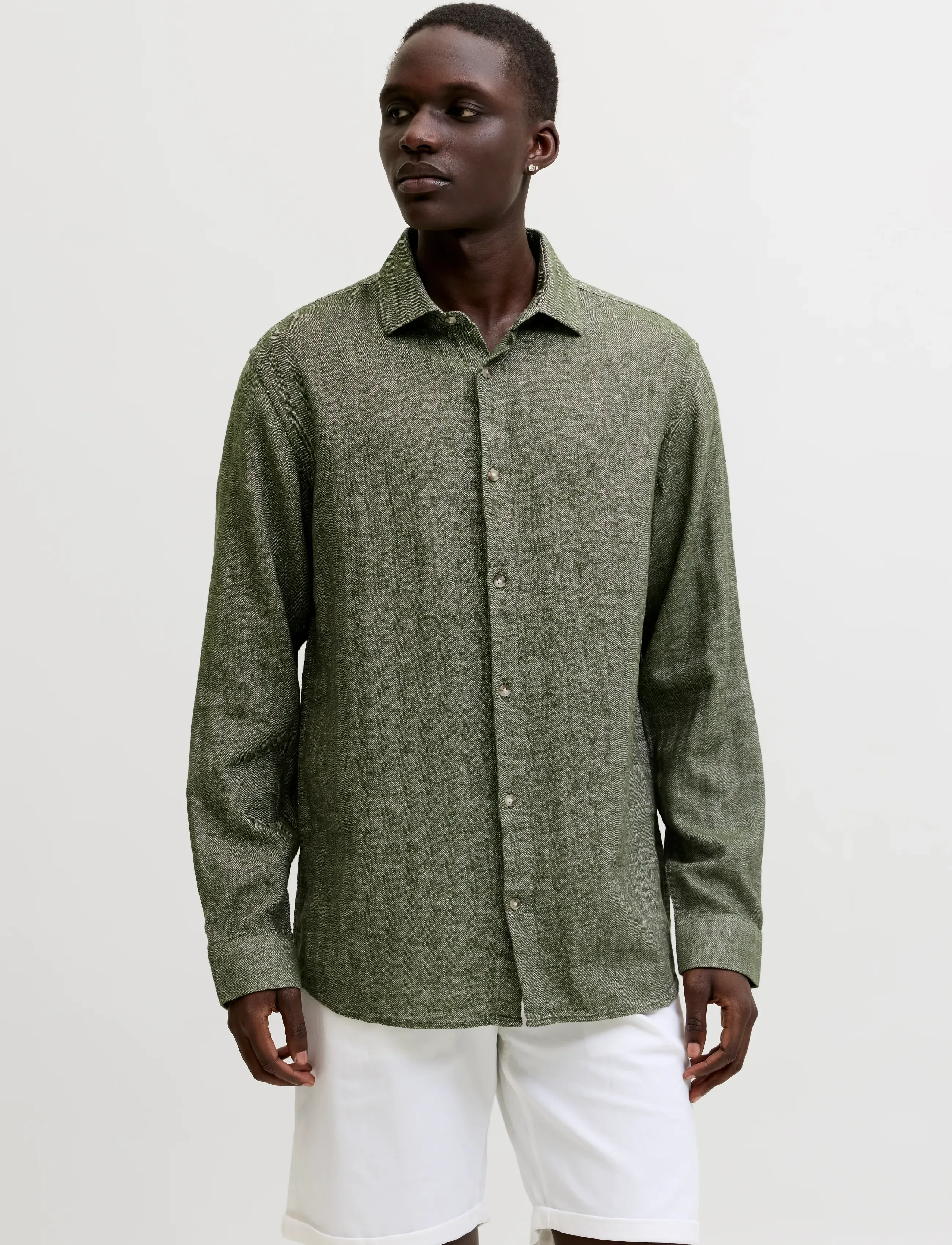 Jack & Jones JPRBLAPARKER LINEN BLEND L/S SHIRT - Linnekläder - SMOKEY OLIVE / khaki/green