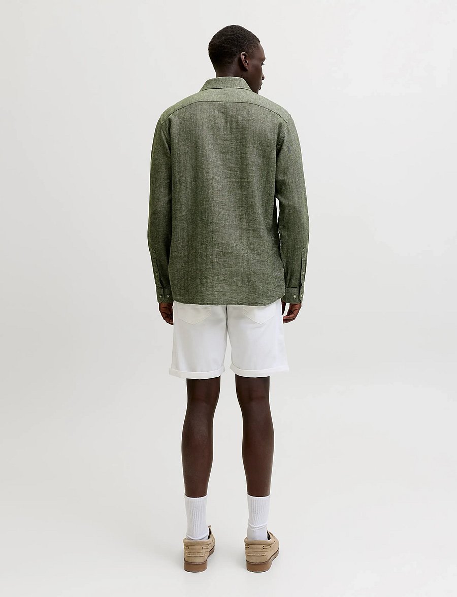 Jack & Jones - JPRBLAPARKER LINEN BLEND L/S SHIRT - linased särgid - smokey olive - 2