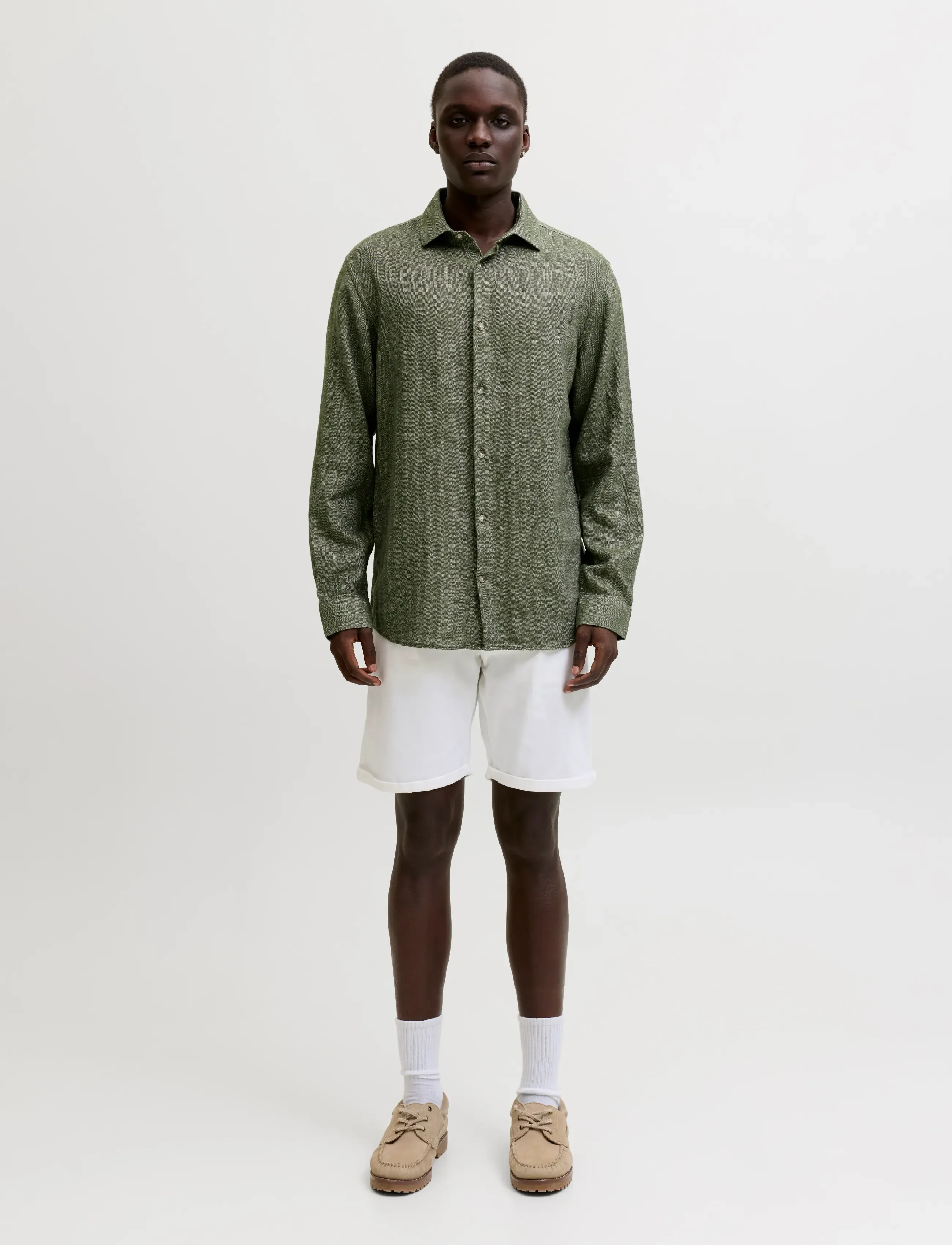 Jack & Jones - JPRBLAPARKER LINEN BLEND L/S SHIRT - linased särgid - smokey olive - 3