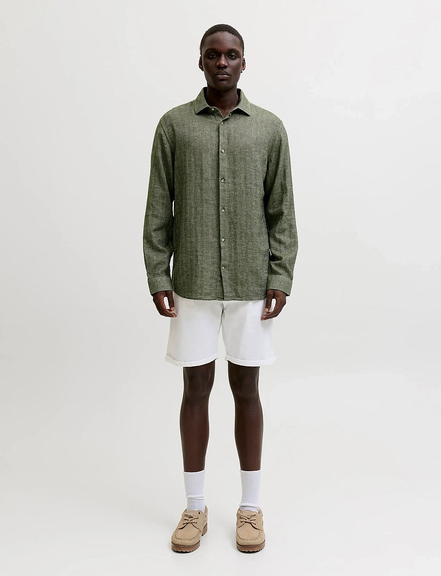 Jack & Jones - JPRBLAPARKER LINEN BLEND L/S SHIRT - linased särgid - smokey olive - 3