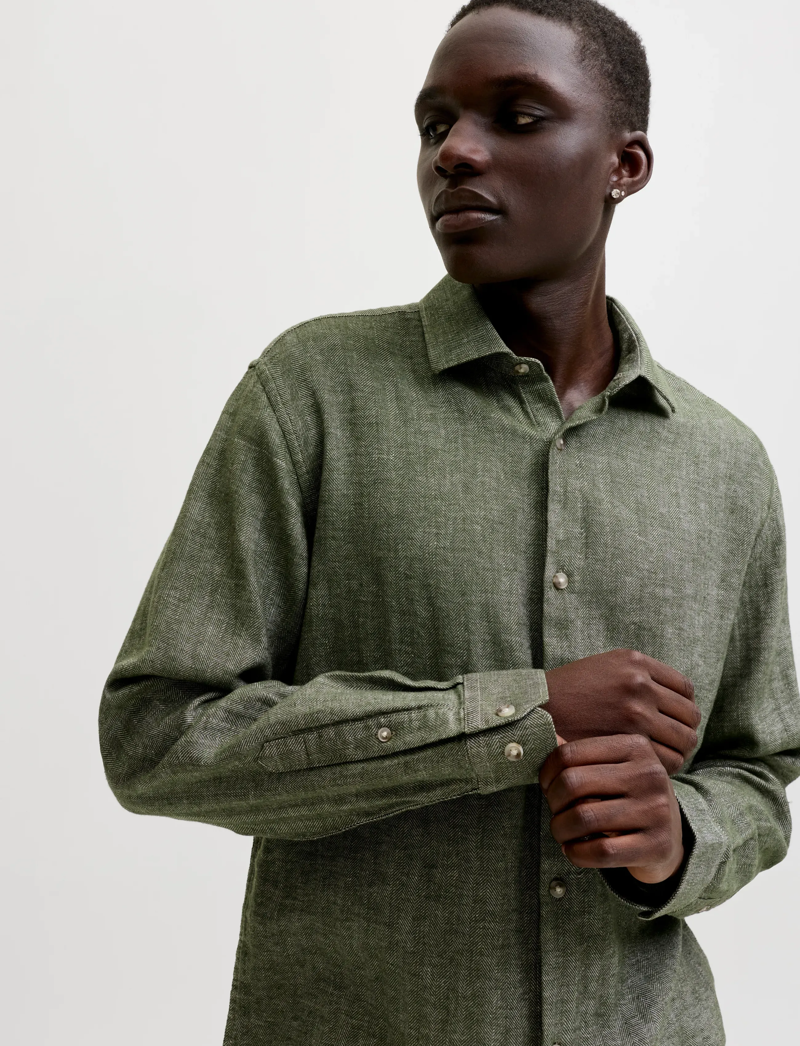 Jack & Jones - JPRBLAPARKER LINEN BLEND L/S SHIRT - linased särgid - smokey olive - 5