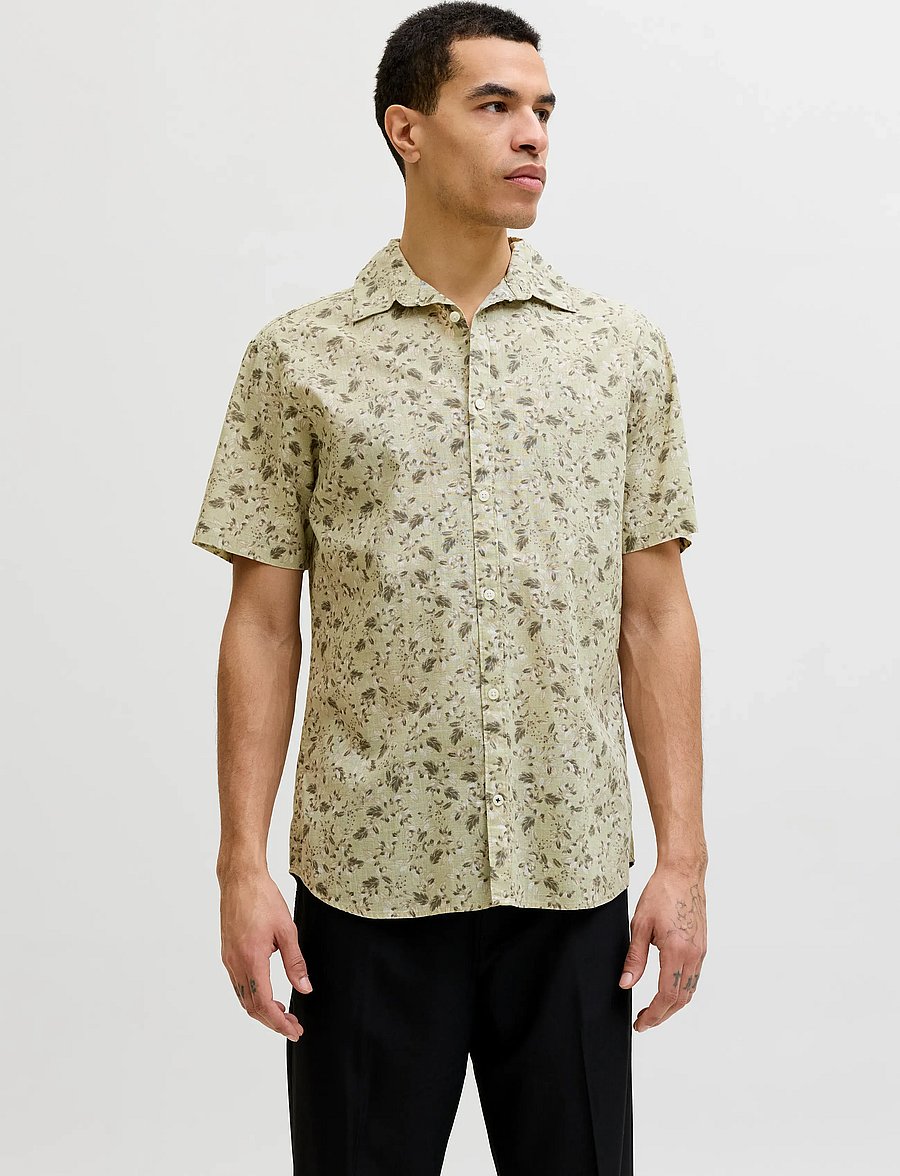 Jack & Jones - JPRBLASUMMER LINEN BL. PRINT SS SHIRT LN - hemden mit muster - alfalfa - 0