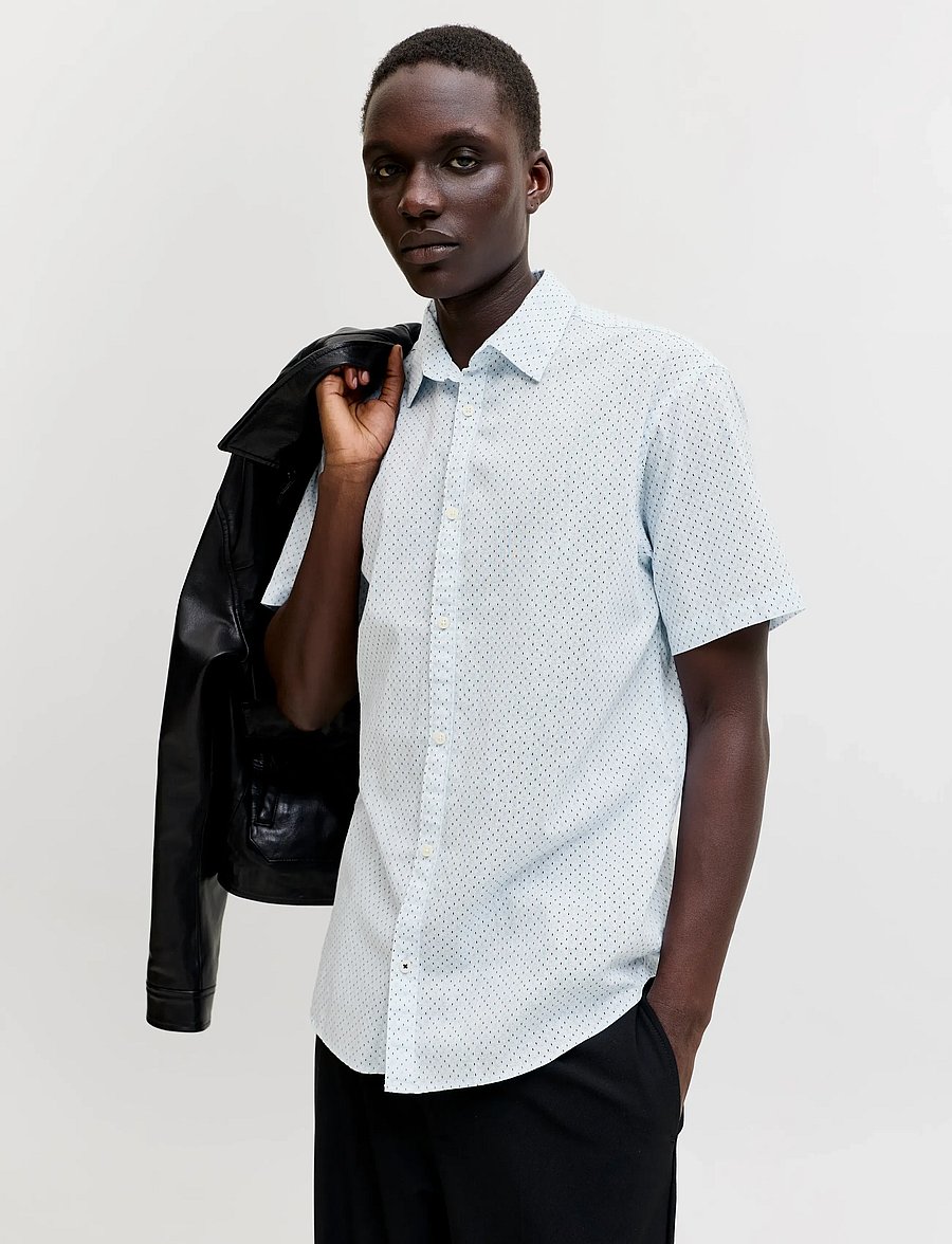 Jack & Jones - JPRBLASUMMER LINEN BL. PRINT SS SHIRT LN - hemden mit muster - cashmere blue - 5