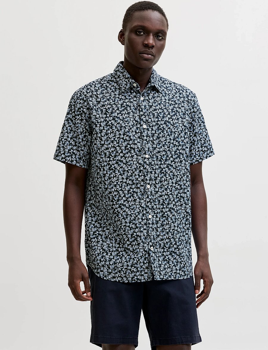 Jack & Jones - JPRBLASUMMER LINEN BL. PRINT SS SHIRT LN - hemden mit muster - night sky - 0