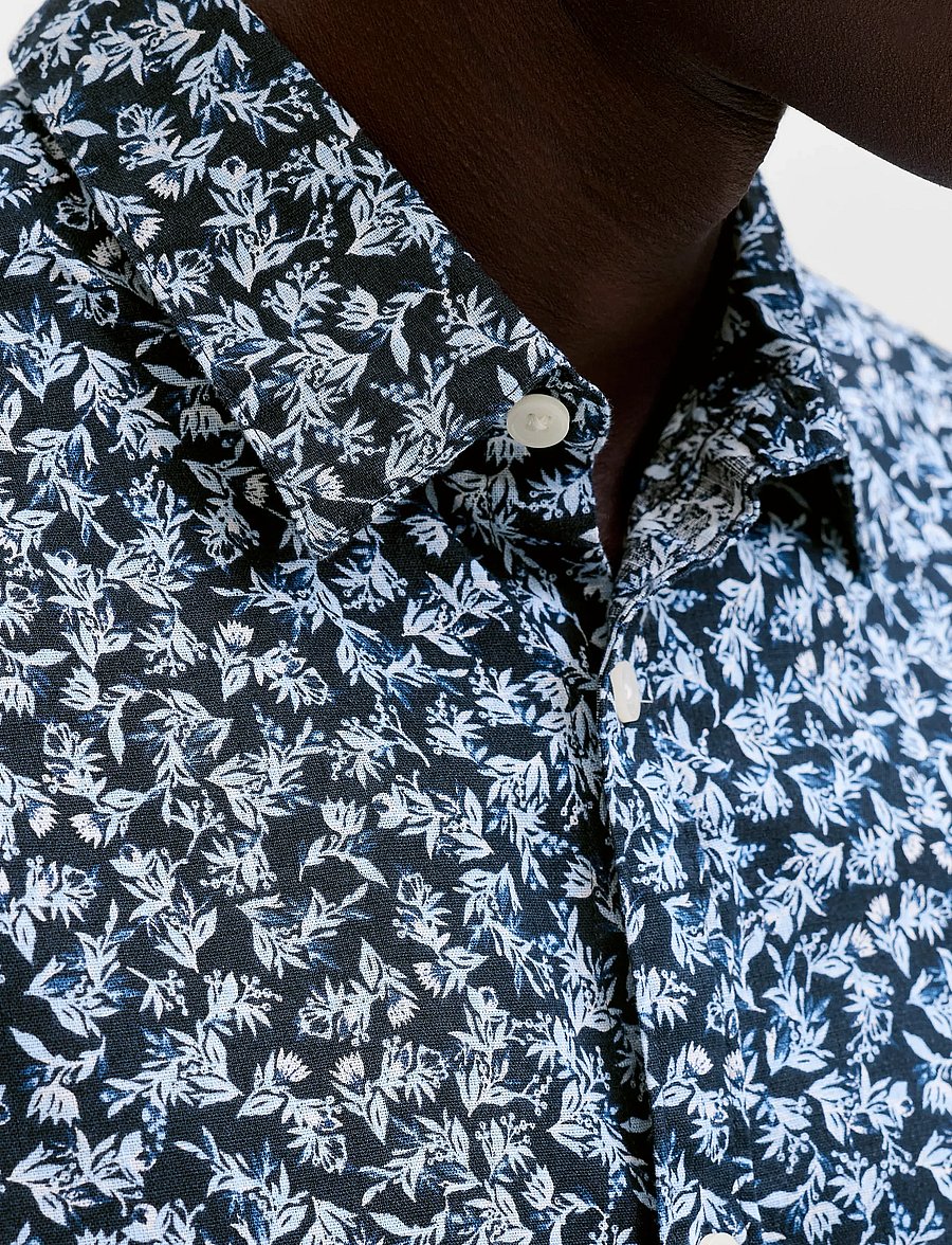 Jack & Jones - JPRBLASUMMER LINEN BL. PRINT SS SHIRT LN - hemden mit muster - night sky - 4