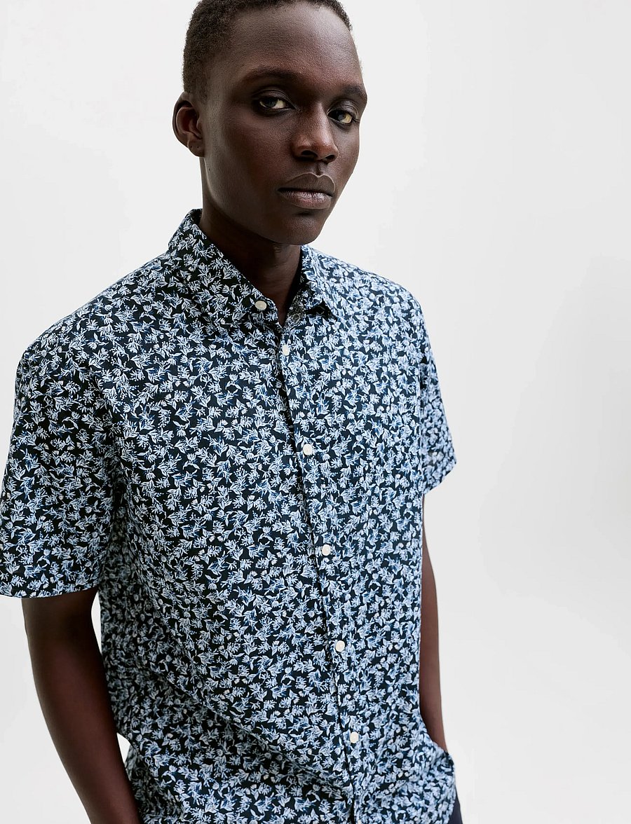 Jack & Jones - JPRBLASUMMER LINEN BL. PRINT SS SHIRT LN - hemden mit muster - night sky - 5