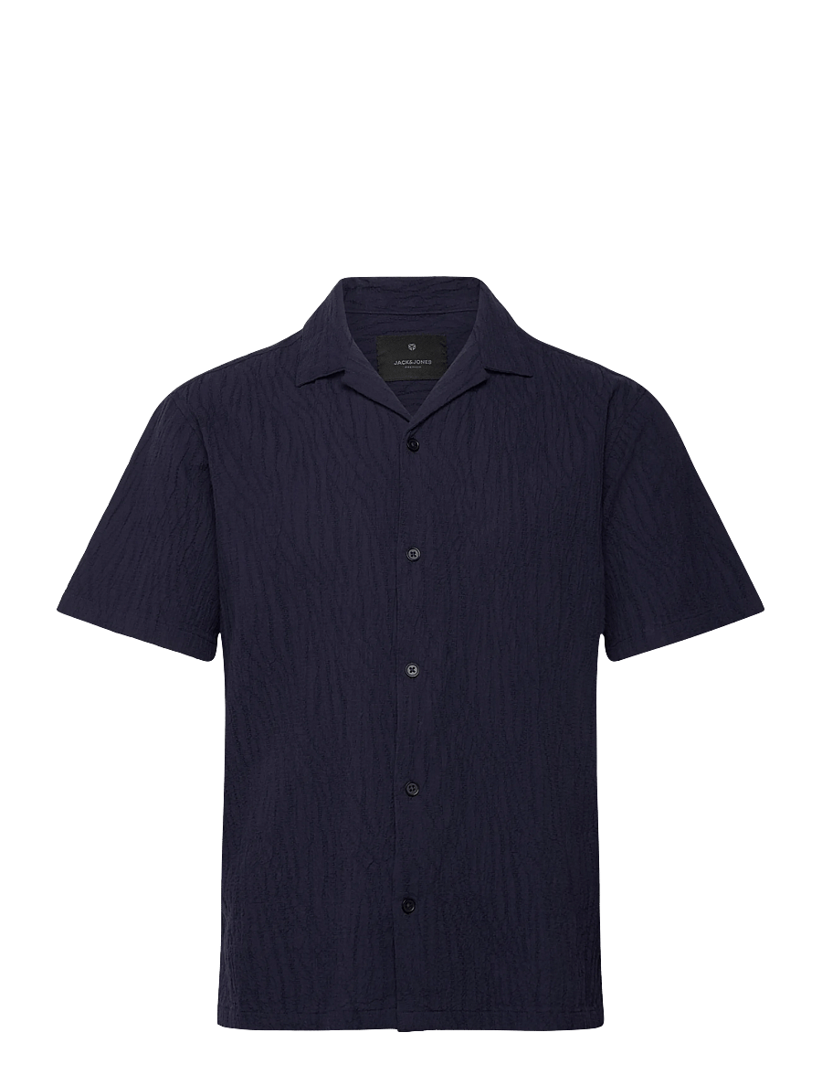 Jack & Jones - JPRBLAJAKE JACQUARD S/S SHIRT - kortærmede skjorter - night sky - 0