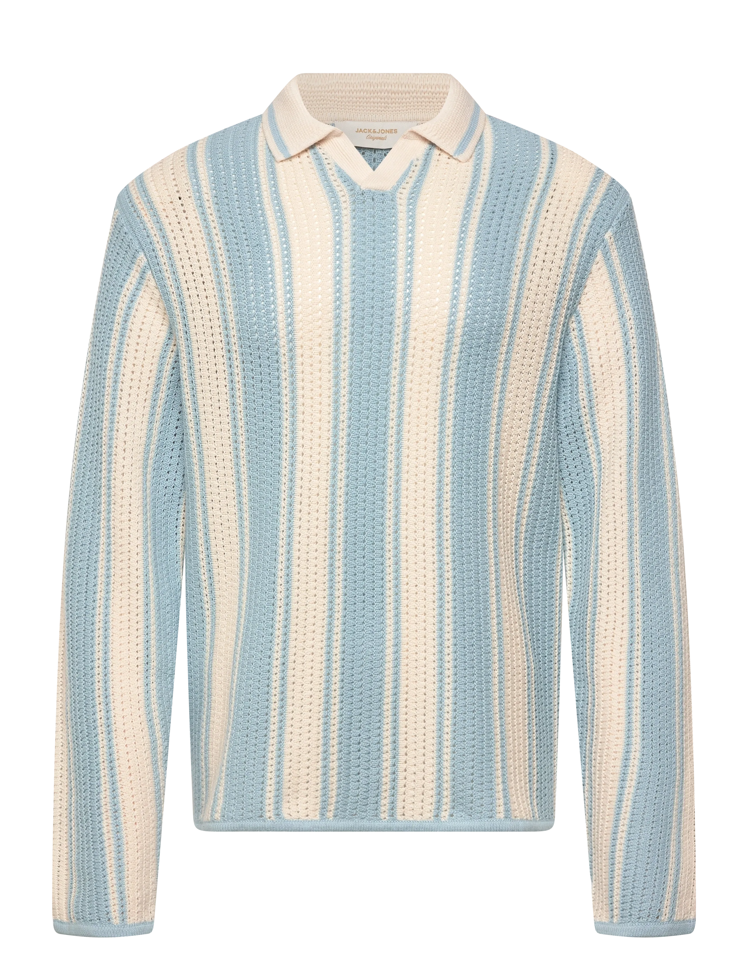 Jack & Jones - JORUPSTATE KNIT STRIPE POLO - pikkade varrukatega kootud polosärgid - cashmere blue - 1