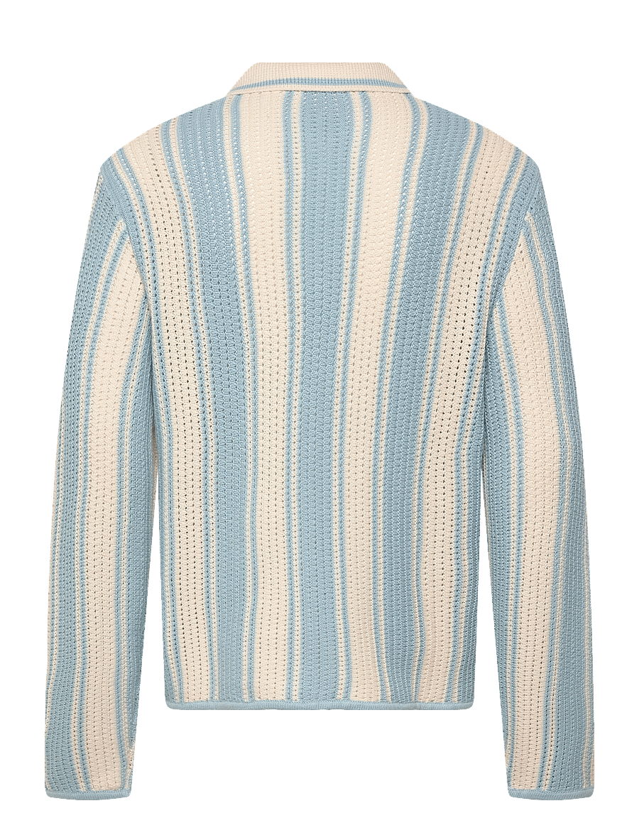 Jack & Jones - JORUPSTATE KNIT STRIPE POLO - pikkade varrukatega kootud polosärgid - cashmere blue - 2