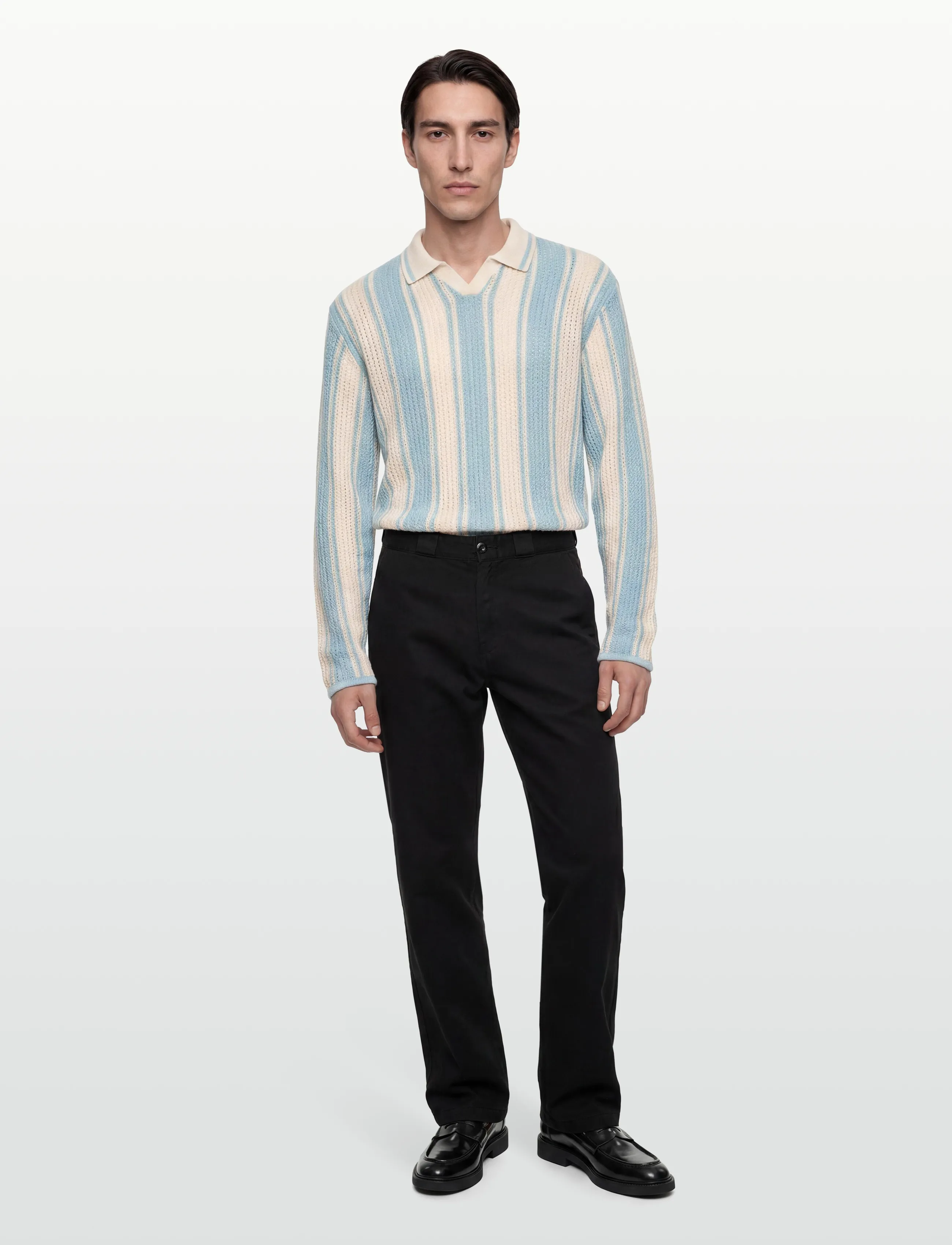 Jack & Jones JORUPSTATE KNIT STRIPE POLO - Adījumi - CASHMERE BLUE / blue
