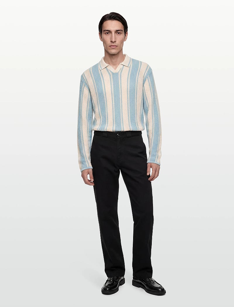 Jack & Jones - JORUPSTATE KNIT STRIPE POLO - langärmelige gestrickte polohemden - cashmere blue - 0