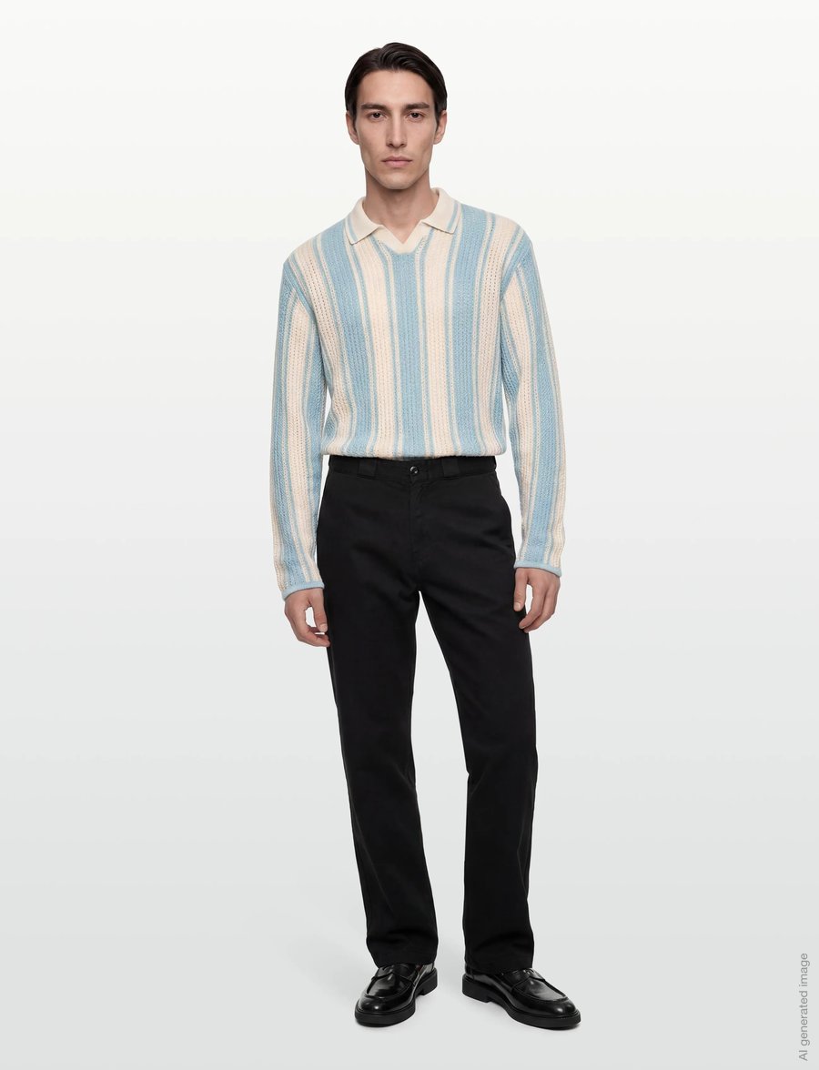 Jack & Jones - JORUPSTATE KNIT STRIPE POLO - pikkade varrukatega kootud polosärgid - cashmere blue - 0