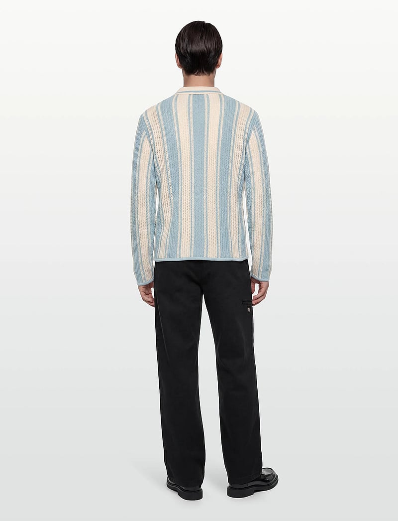 Jack & Jones - JORUPSTATE KNIT STRIPE POLO - langärmelige gestrickte polohemden - cashmere blue - 4