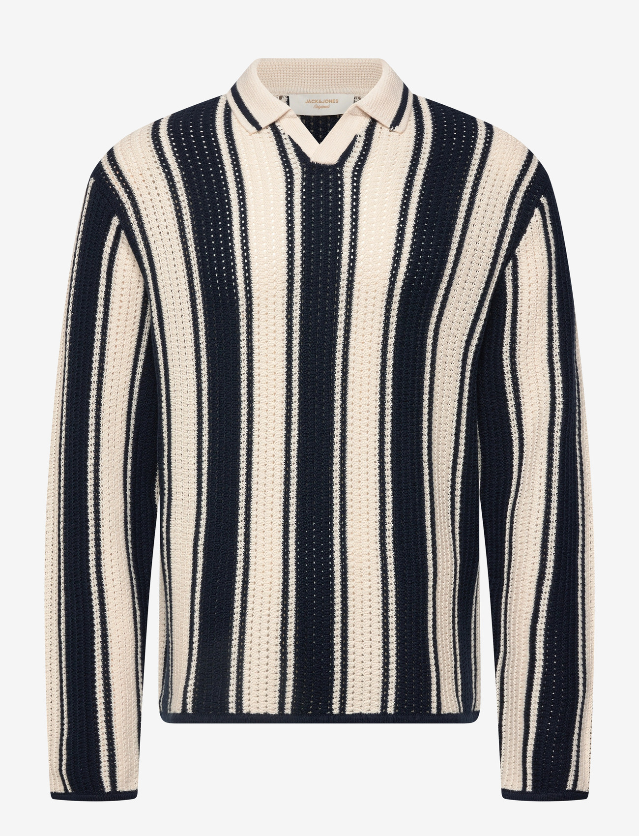 Jack & Jones - JORUPSTATE KNIT STRIPE POLO - pikkade varrukatega kootud polosärgid - sky captain - 1