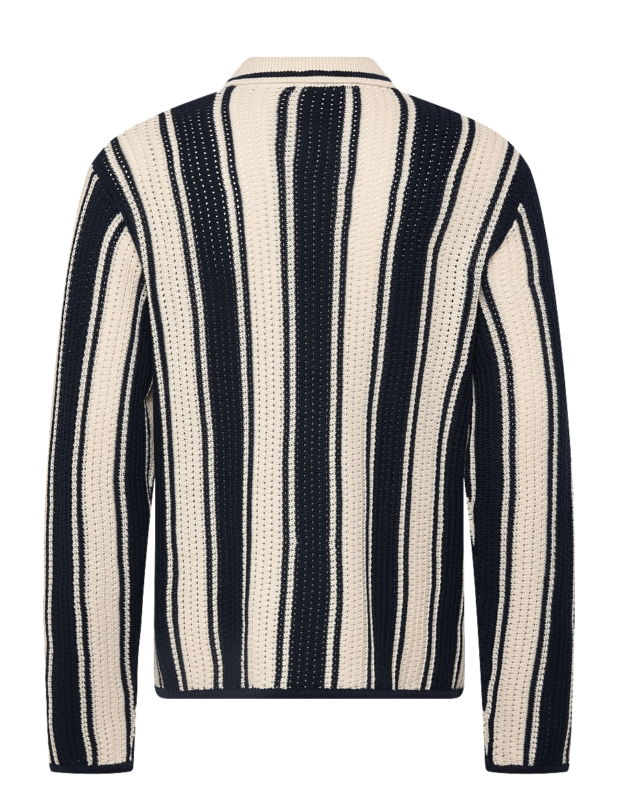 Jack & Jones - JORUPSTATE KNIT STRIPE POLO - långärmade stickade pikétröjor - sky captain - 2