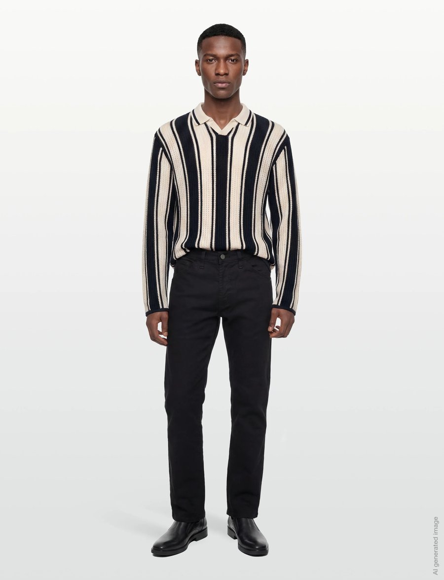 Jack & Jones - JORUPSTATE KNIT STRIPE POLO - långärmade stickade pikétröjor - sky captain - 0