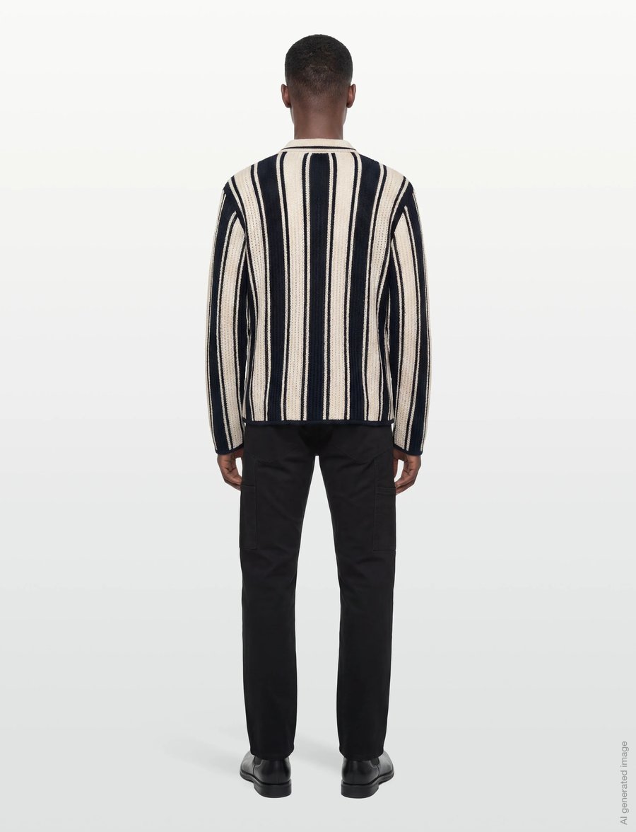 Jack & Jones - JORUPSTATE KNIT STRIPE POLO - pitkähihaiset neulepoolot - sky captain - 4