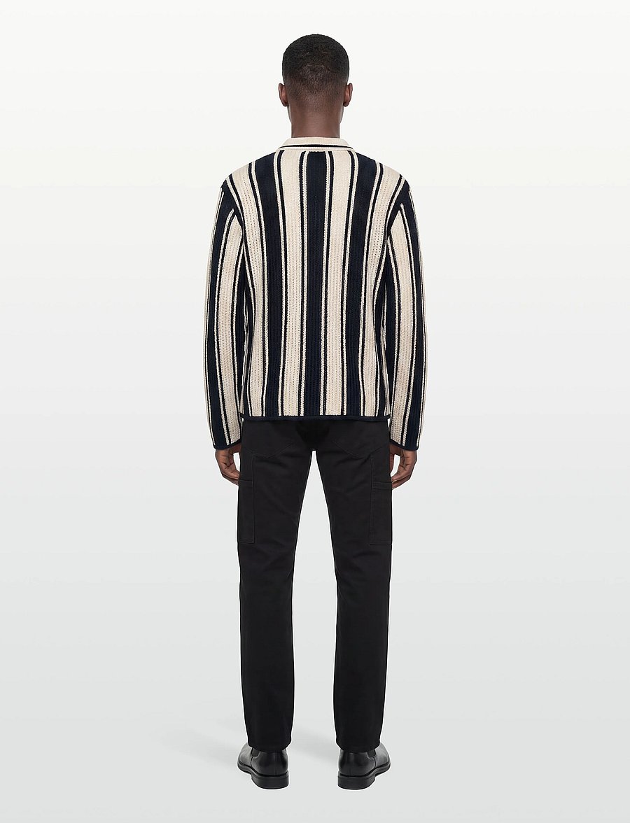 Jack & Jones - JORUPSTATE KNIT STRIPE POLO - långärmade stickade pikétröjor - sky captain - 4