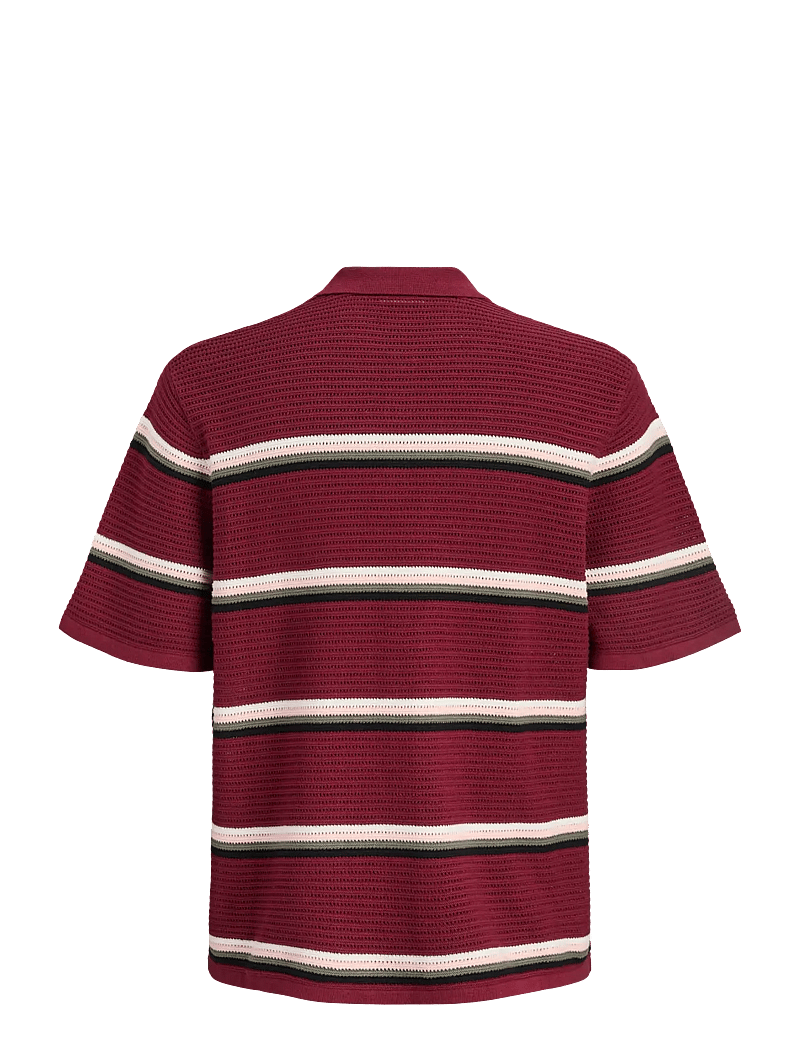 Jack & Jones - JORMAINE KNIT STRIPE POLO SN - gestrickte polohemden - cabernet - 2