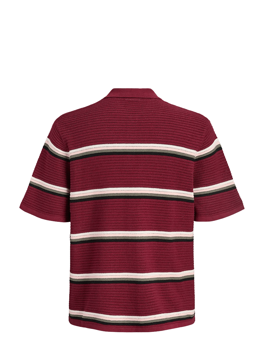 Jack & Jones - JORMAINE KNIT STRIPE POLO SN - kootud polosärgid - cabernet - 2