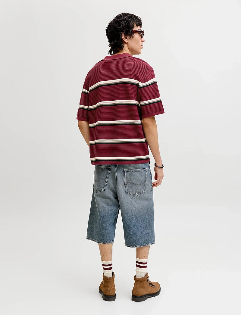 Jack & Jones - JORMAINE KNIT STRIPE POLO SN - gestrickte polohemden - cabernet - 3
