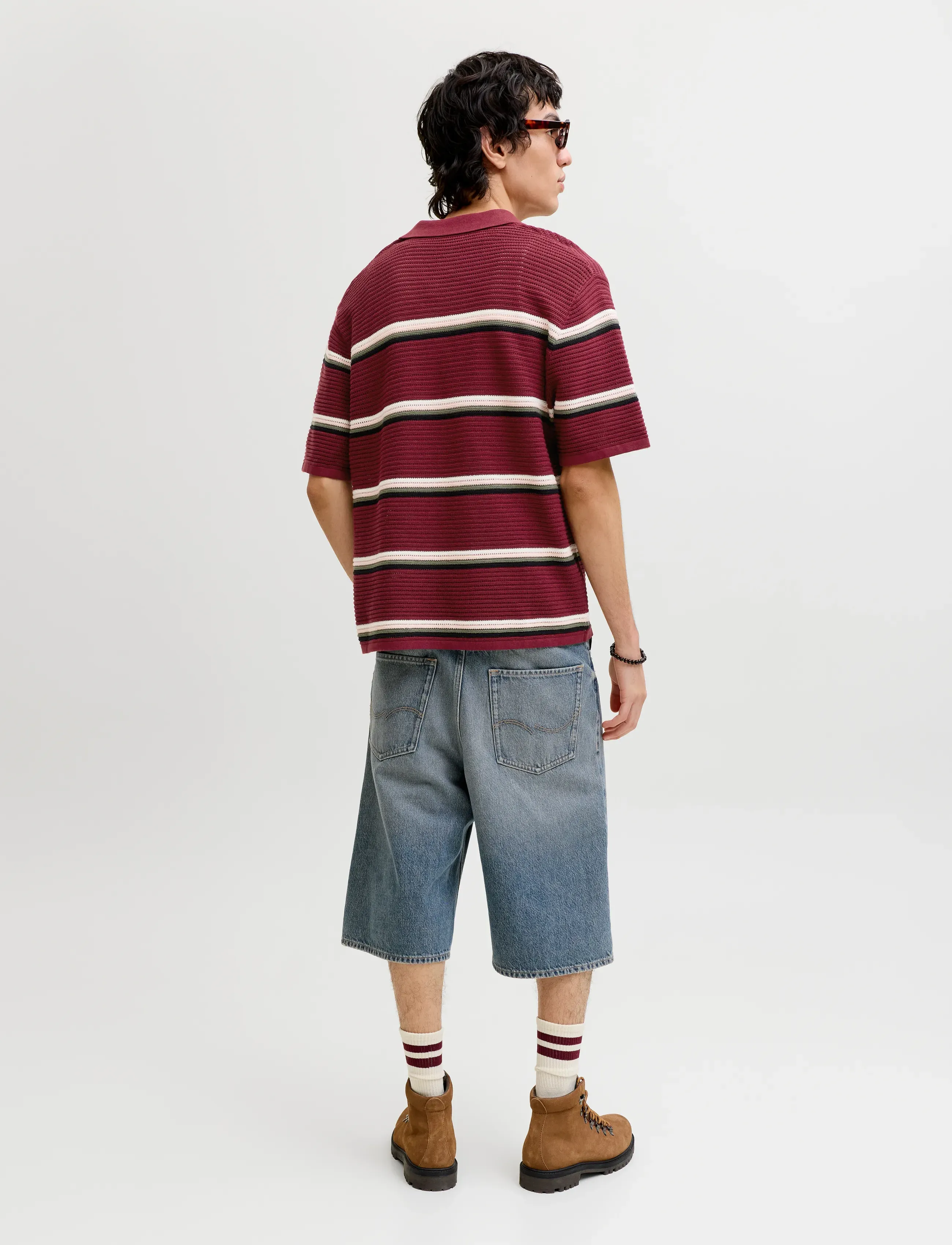 Jack & Jones - JORMAINE KNIT STRIPE POLO SN - kootud polosärgid - cabernet - 3