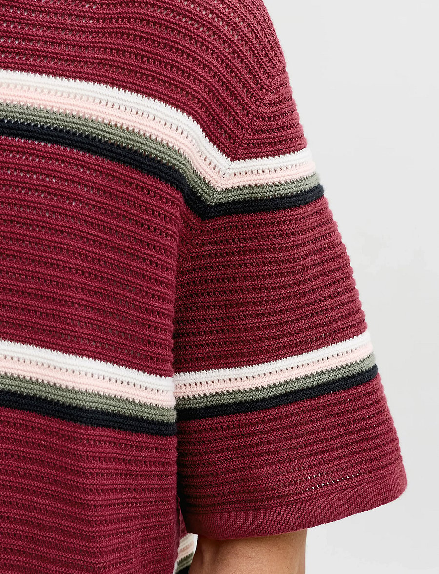 Jack & Jones - JORMAINE KNIT STRIPE POLO SN - kootud polosärgid - cabernet - 5