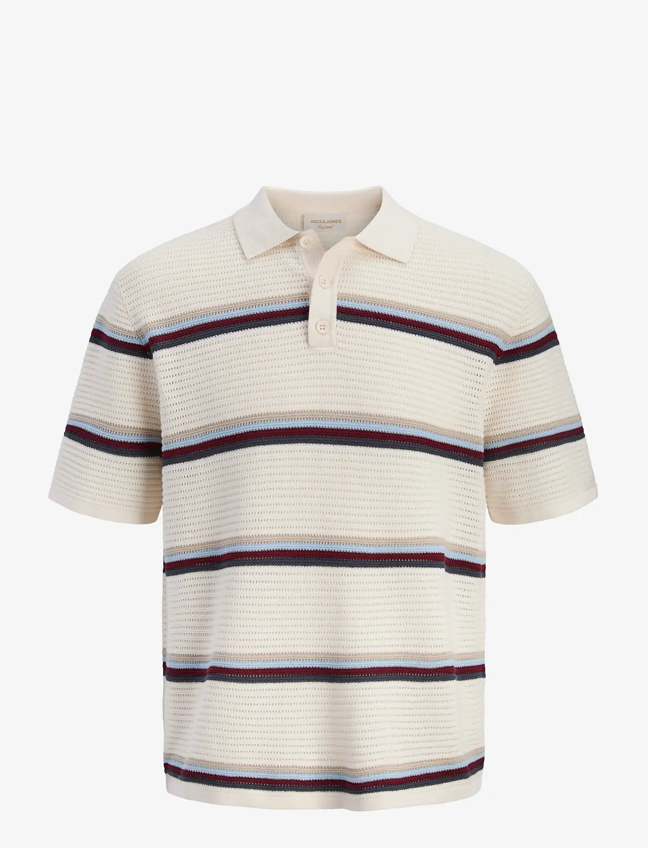 Jack & Jones - JORMAINE KNIT STRIPE POLO SN - knitted polos - sea salt - 1