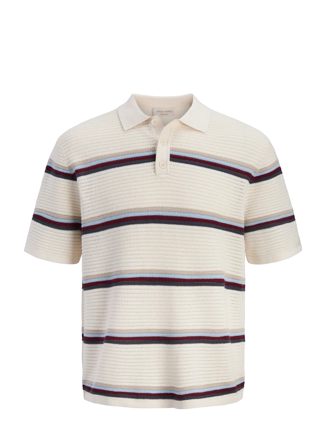 Jack & Jones JORMAINE KNIT STRIPE POLO SN - Deals - SEA SALT / cream