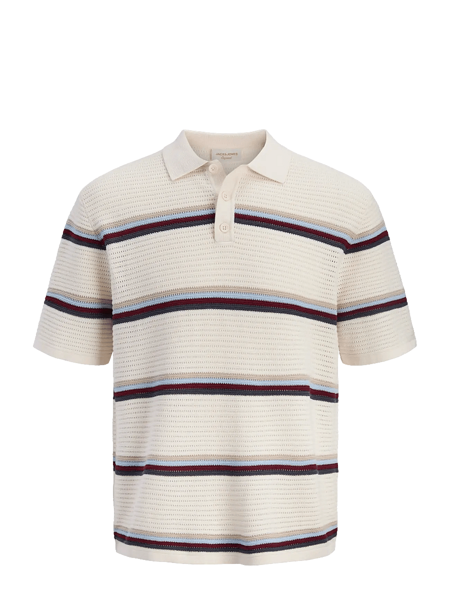 Jack & Jones - JORMAINE KNIT STRIPE POLO SN - kootud polosärgid - sea salt - 1