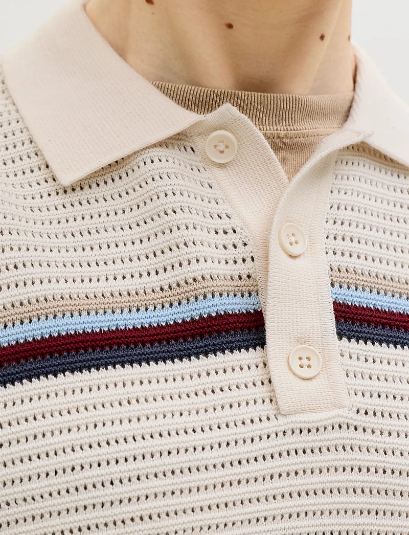 Jack & Jones - JORMAINE KNIT STRIPE POLO SN - knitted polos - sea salt - 4