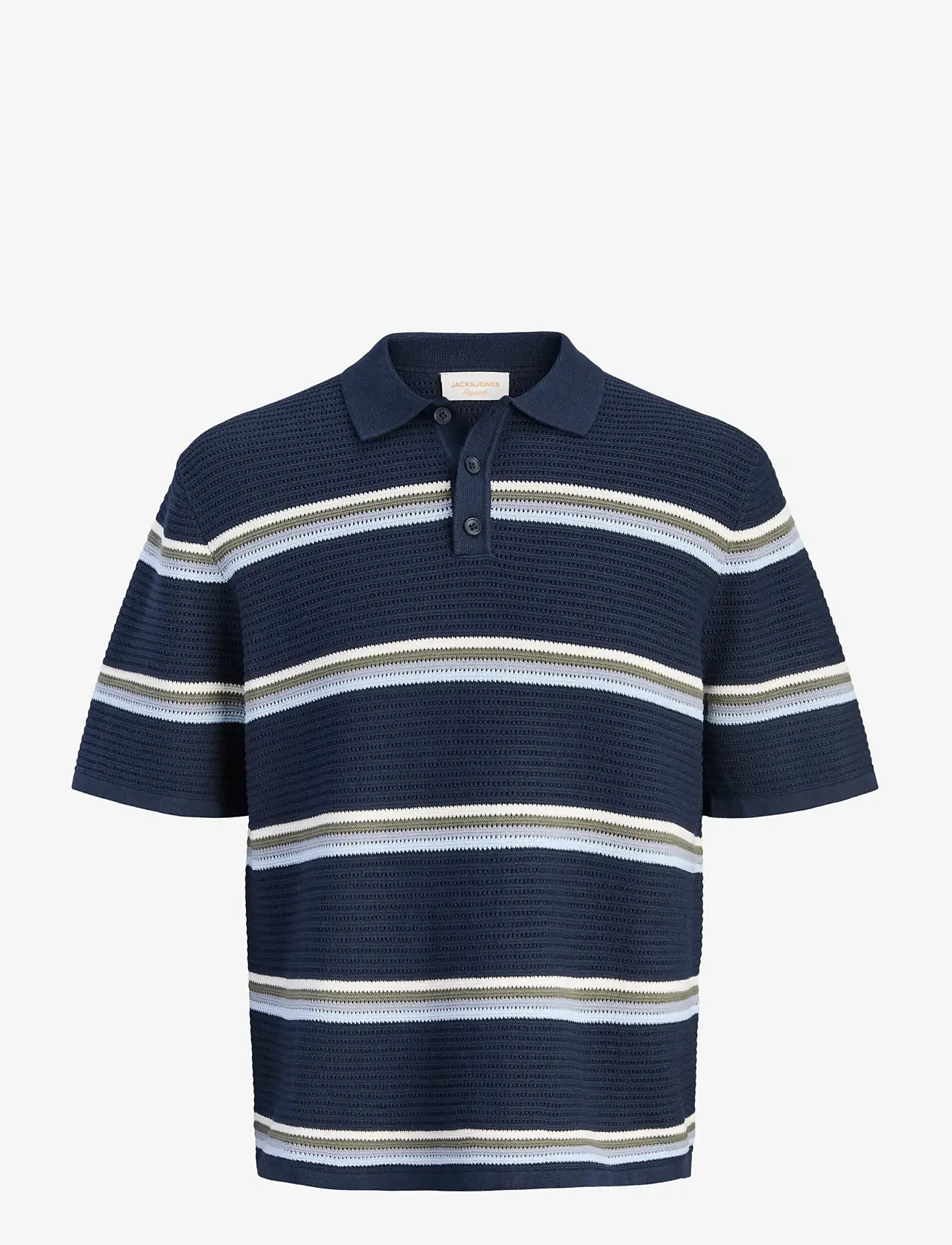 Jack & Jones - JORMAINE KNIT STRIPE POLO SN - gestrickte polohemden - sky captain - 1