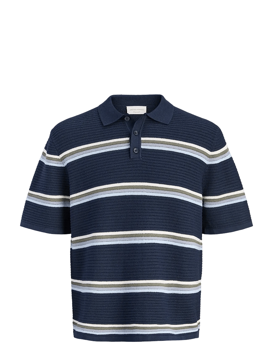 Jack & Jones - JORMAINE KNIT STRIPE POLO SN - polostrik - sky captain - 1