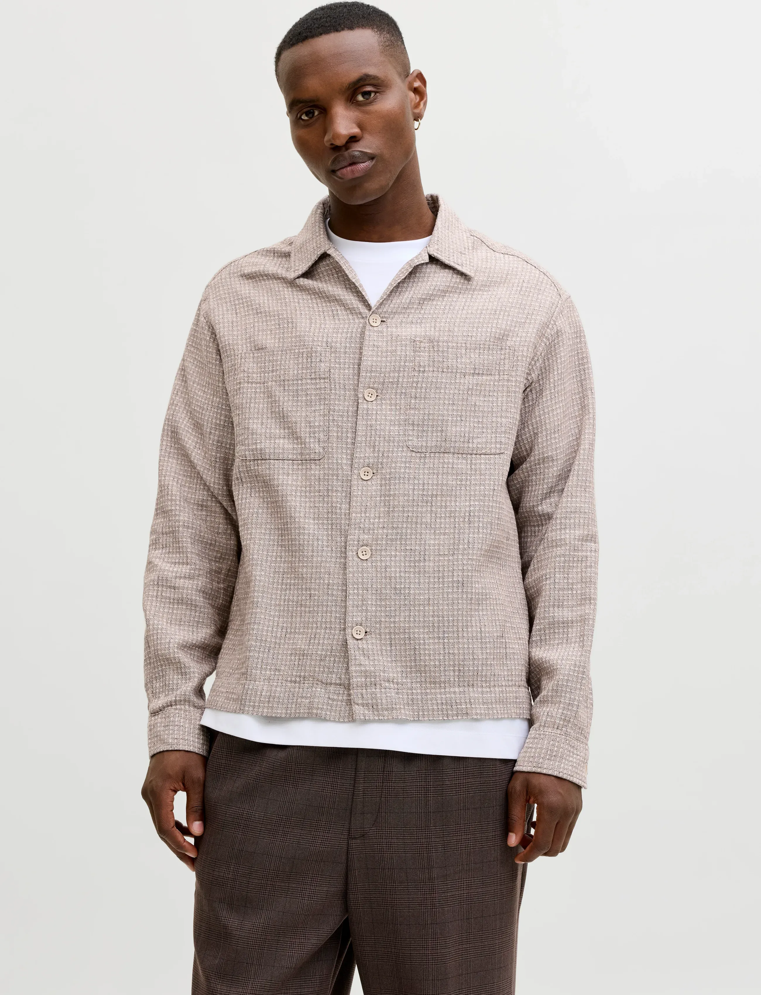 Jack & Jones JPRBLAMATT LINEN BLEND L/S OVERSHIRT SN - Pealissärgid - ALUMINUM / beige
