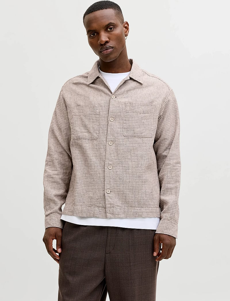 Jack & Jones - JPRBLAMATT LINEN BLEND L/S OVERSHIRT SN - kollektionen - aluminum - 0
