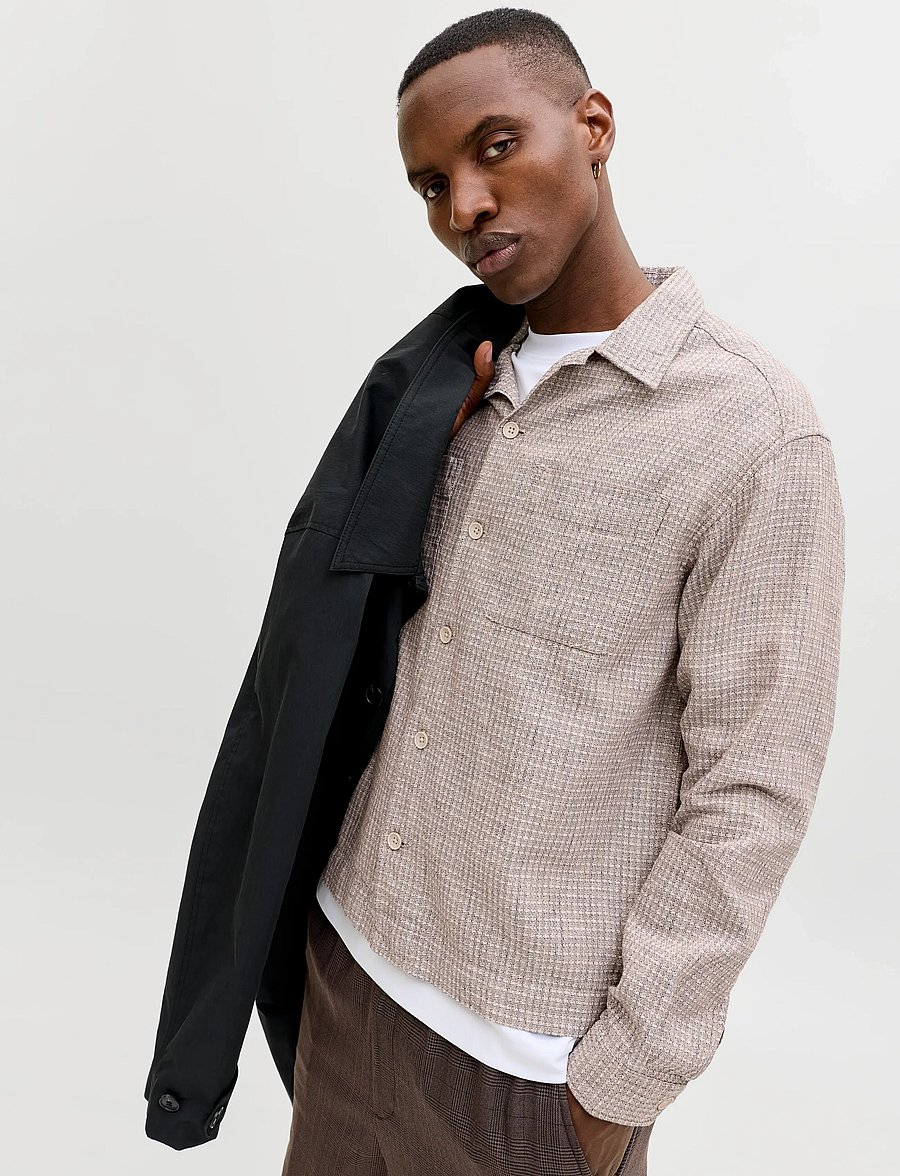 Jack & Jones - JPRBLAMATT LINEN BLEND L/S OVERSHIRT SN - kollektsioonid - aluminum - 4