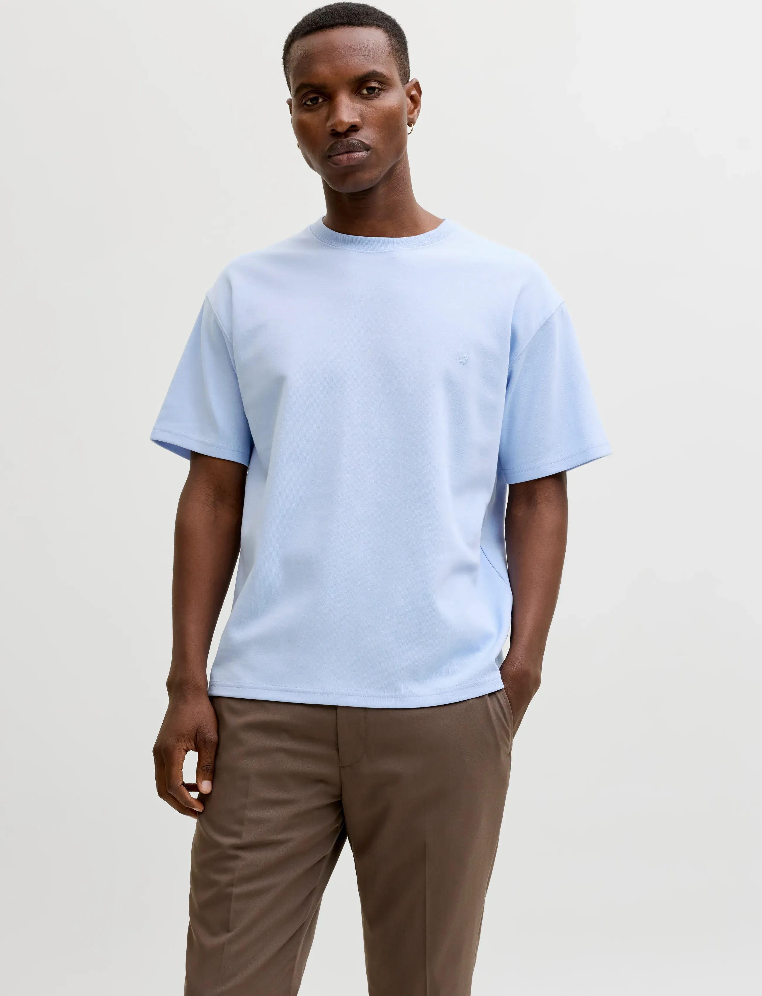 Jack & Jones Jprblaethan Ss Logo Tee Sn, M, Blue, T-Shirts > Kortærmede, Herre