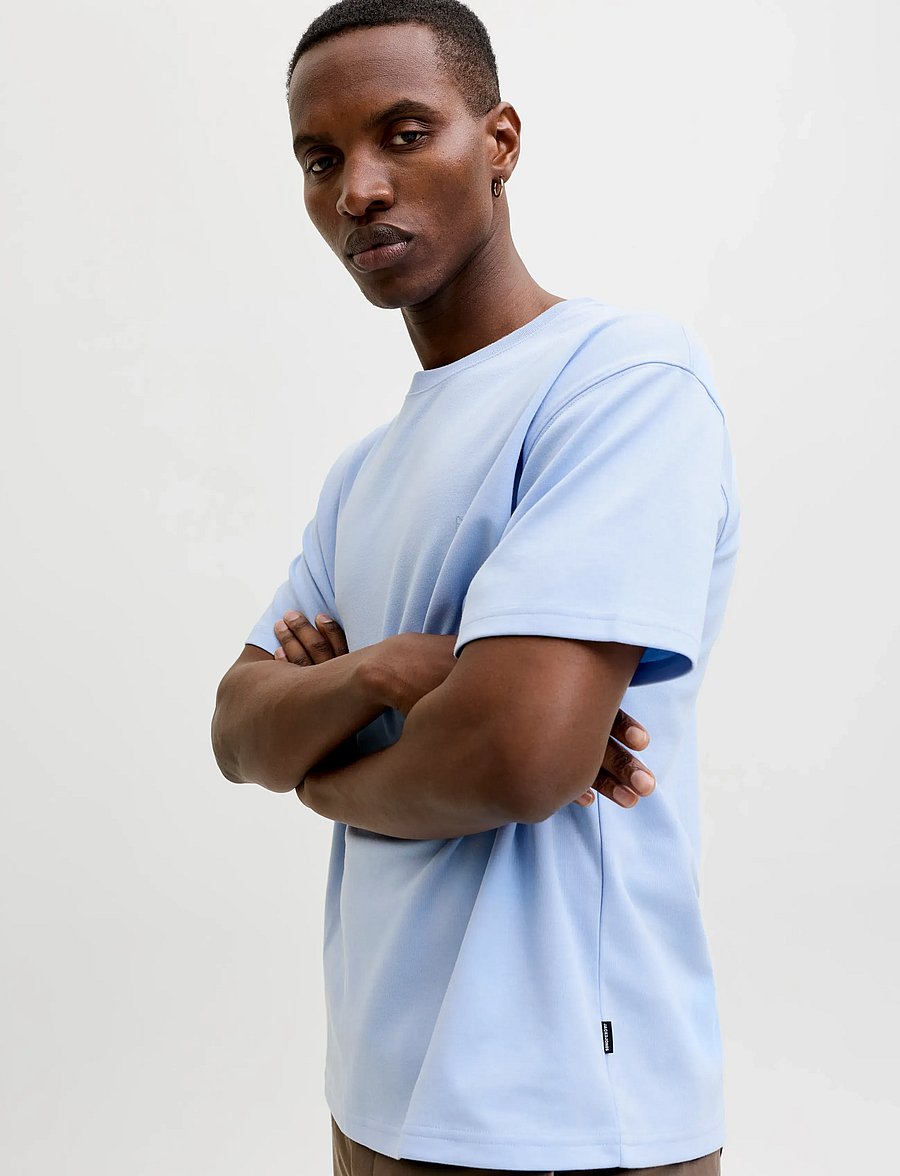 Jack & Jones - JPRBLAETHAN SS LOGO TEE SN - lühikeste varrukatega t-särgid - chambray blue - 5