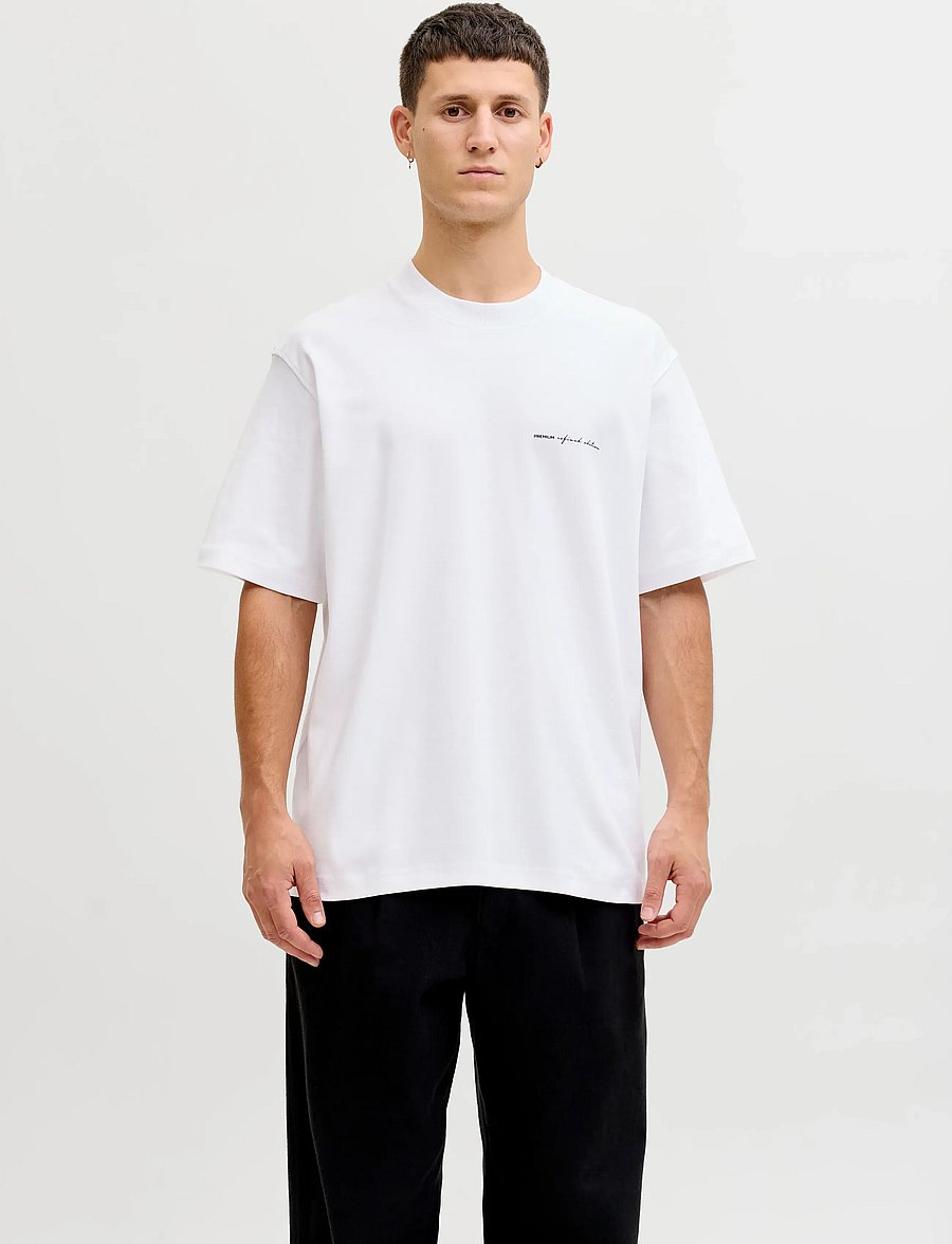 Jack & Jones - JPRBLAOWEN SS BRANDING TEE SN - kortærmede t-shirts - bright white - 0