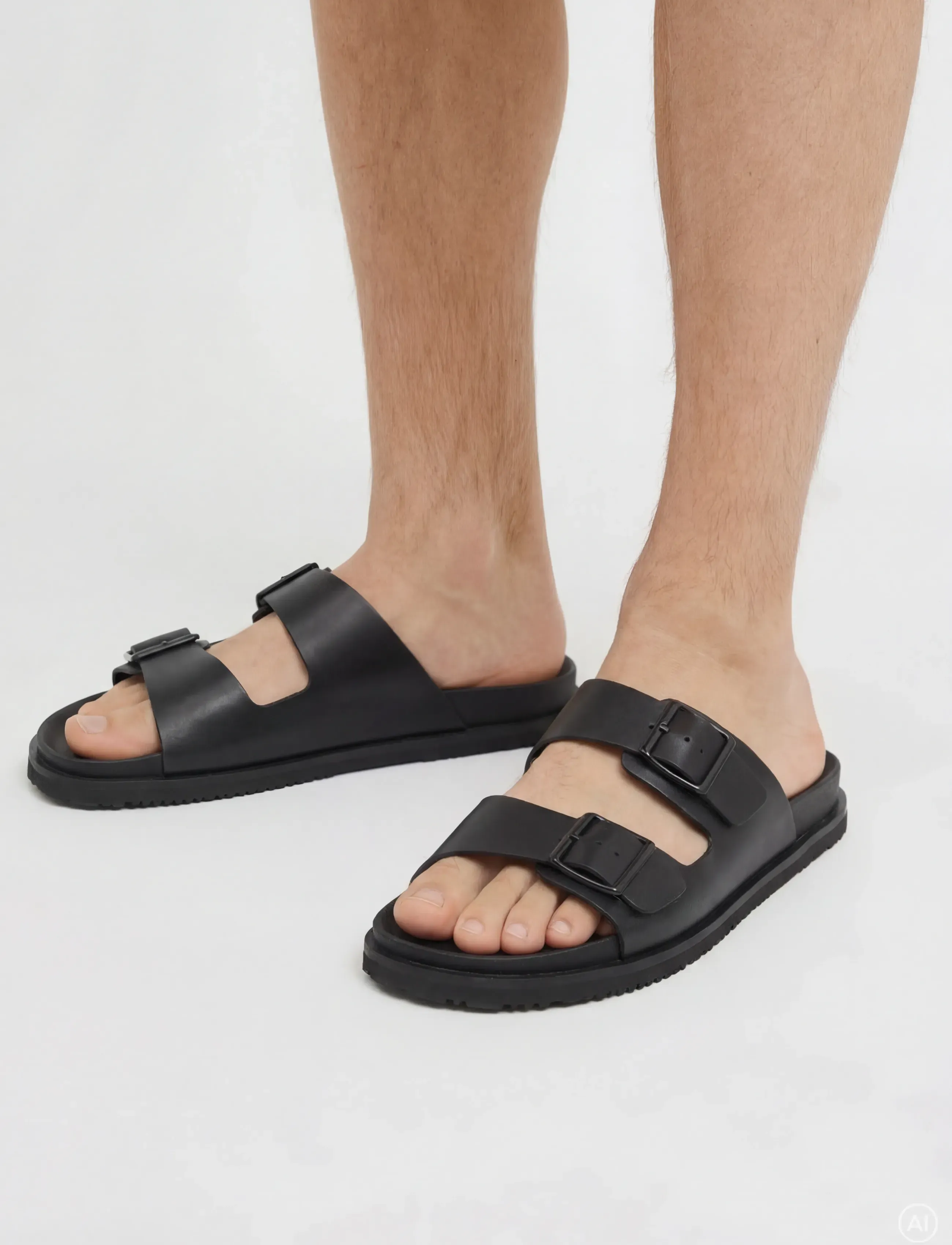 Jack & Jones Jfwvenice Leather Sandal, 42, Schuhe, Schwarz - Sandals, Männerswear