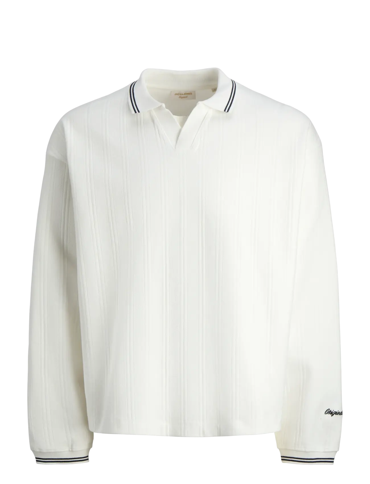 Jack & Jones JORNIAGARA SWEAT SPLIT NECK - Poloer - CLOUD DANCER / white