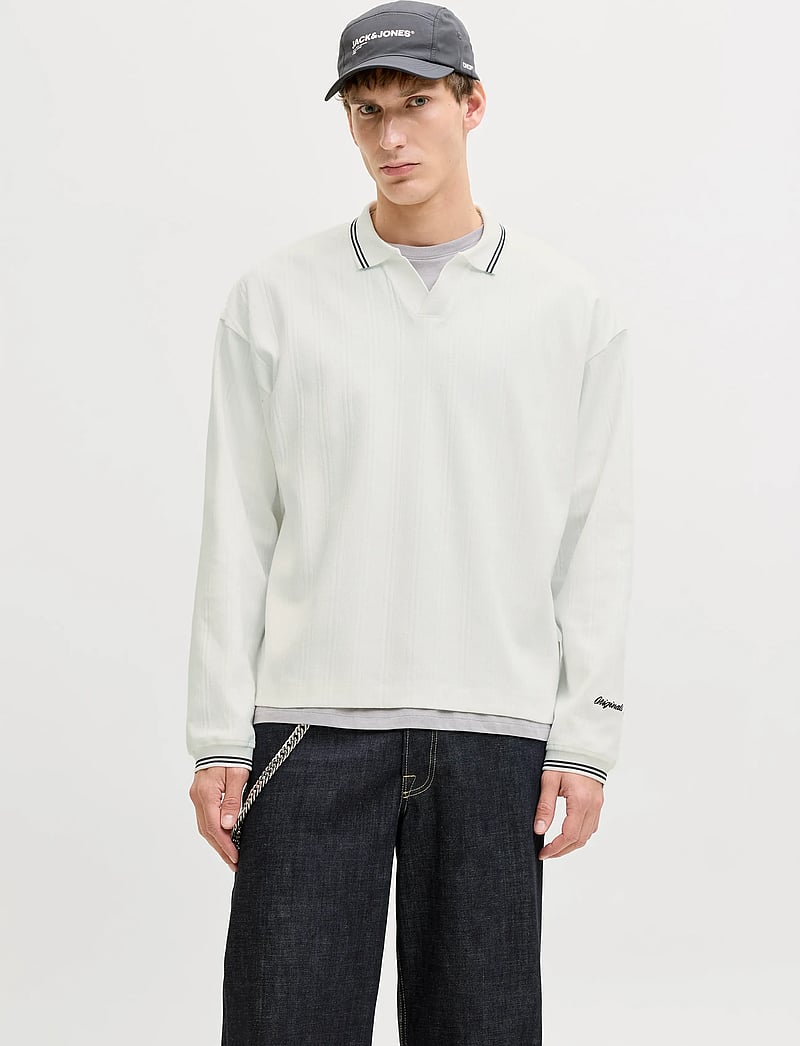 Jack & Jones - JORNIAGARA SWEAT SPLIT NECK - pikkade varrukatega polod - cloud dancer - 0